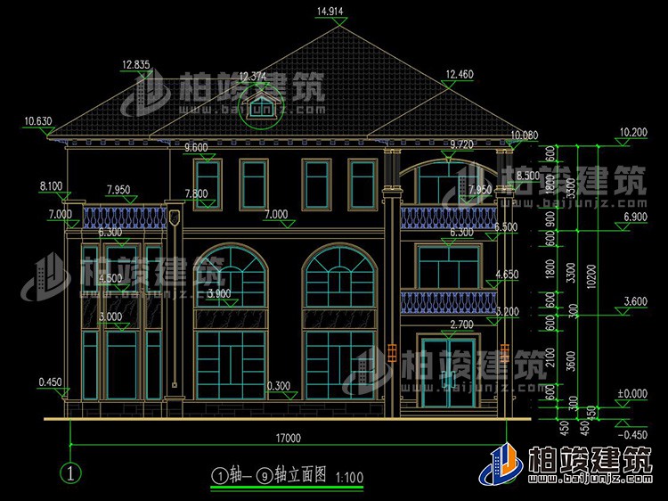 2019新農村歐式別墅設計圖，三層自建房大氣漂亮別墅BZ368-簡歐風格