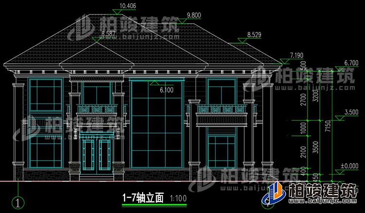 二層帶露台農村簡單小別墅設計圖紙BZ2201-新中式風格