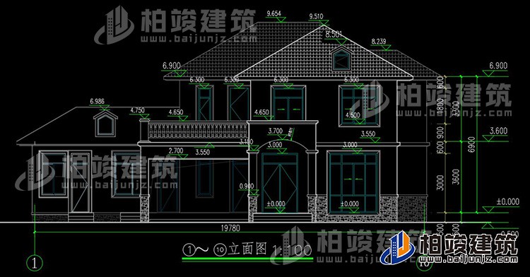 二層簡歐農村別墅帶雙車庫施工效果圖紙全套 造價30萬BZ263-簡歐風格